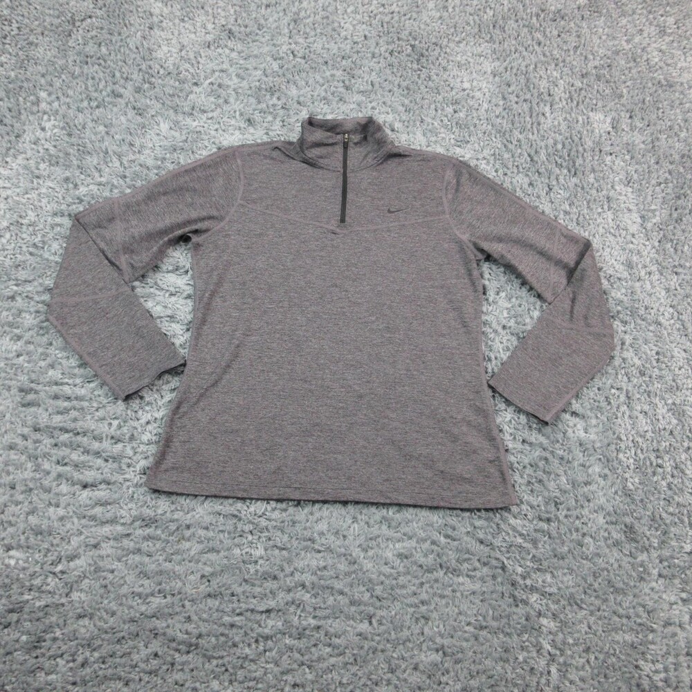 Nike Pro Pullover Womens Large Gray Dri-FIT 1/4 Zip Training Athletic BV4106-080